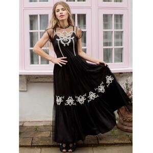 Joyfolie Josephine Dress XS Black Lace Elvira Dark Romantic Goth‎ Witchy Punk